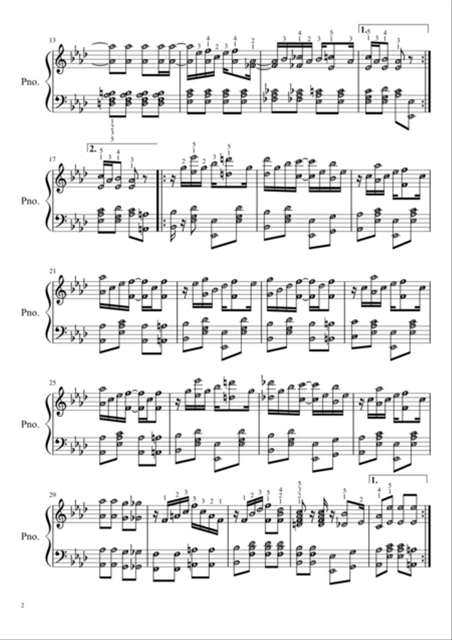 Maple Leaf Rag ORIGINAL version with note names & finger numbers Piano Solo scores gallery preview page 2