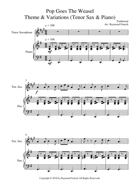 Pop Goes the Weasel - Theme and Variations For Tenor Saxophone and Piano image number null