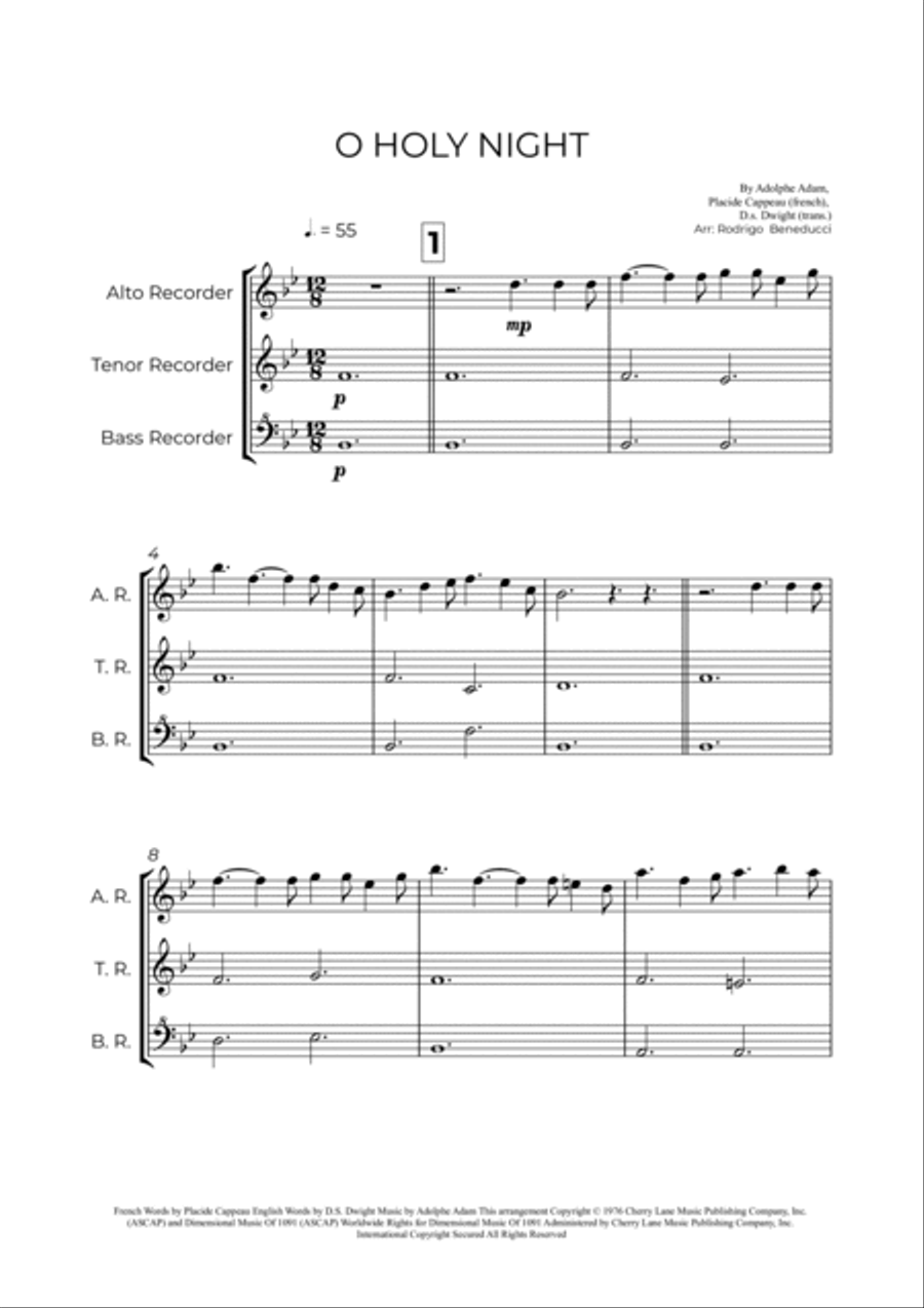 O Holy Night Alto Recorder scores gallery preview page 2