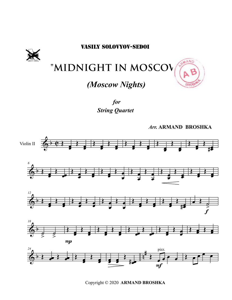 Midnight in Moscow (Moscow Nights) String Quartet scores gallery preview page 5