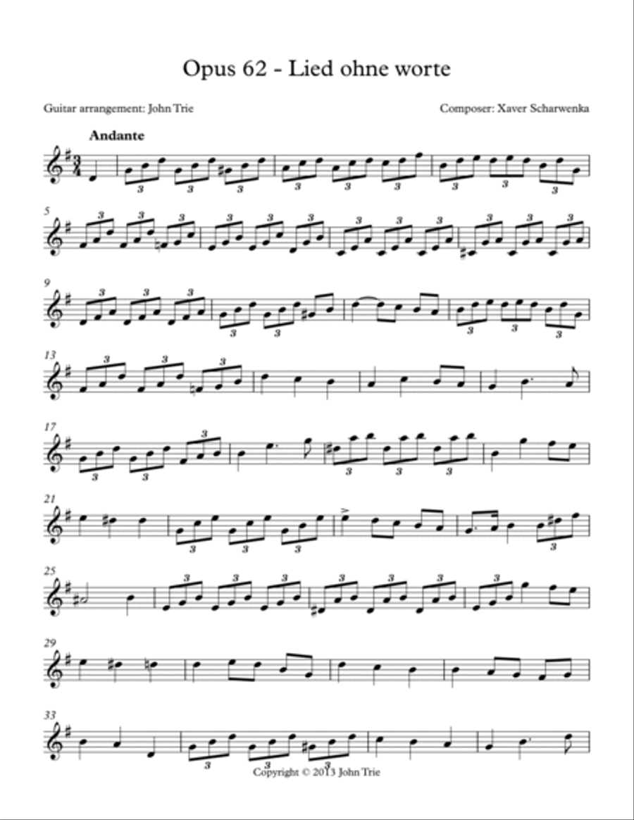 Opus 62, Lied ohne worte Opus 62, Lied ohne worte Acoustic Guitar scores gallery preview page 2