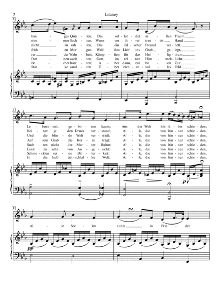 Schubert - Litanei auf das fest Allerseelen - Medium Voice in Eb Medium Voice scores gallery preview page 2