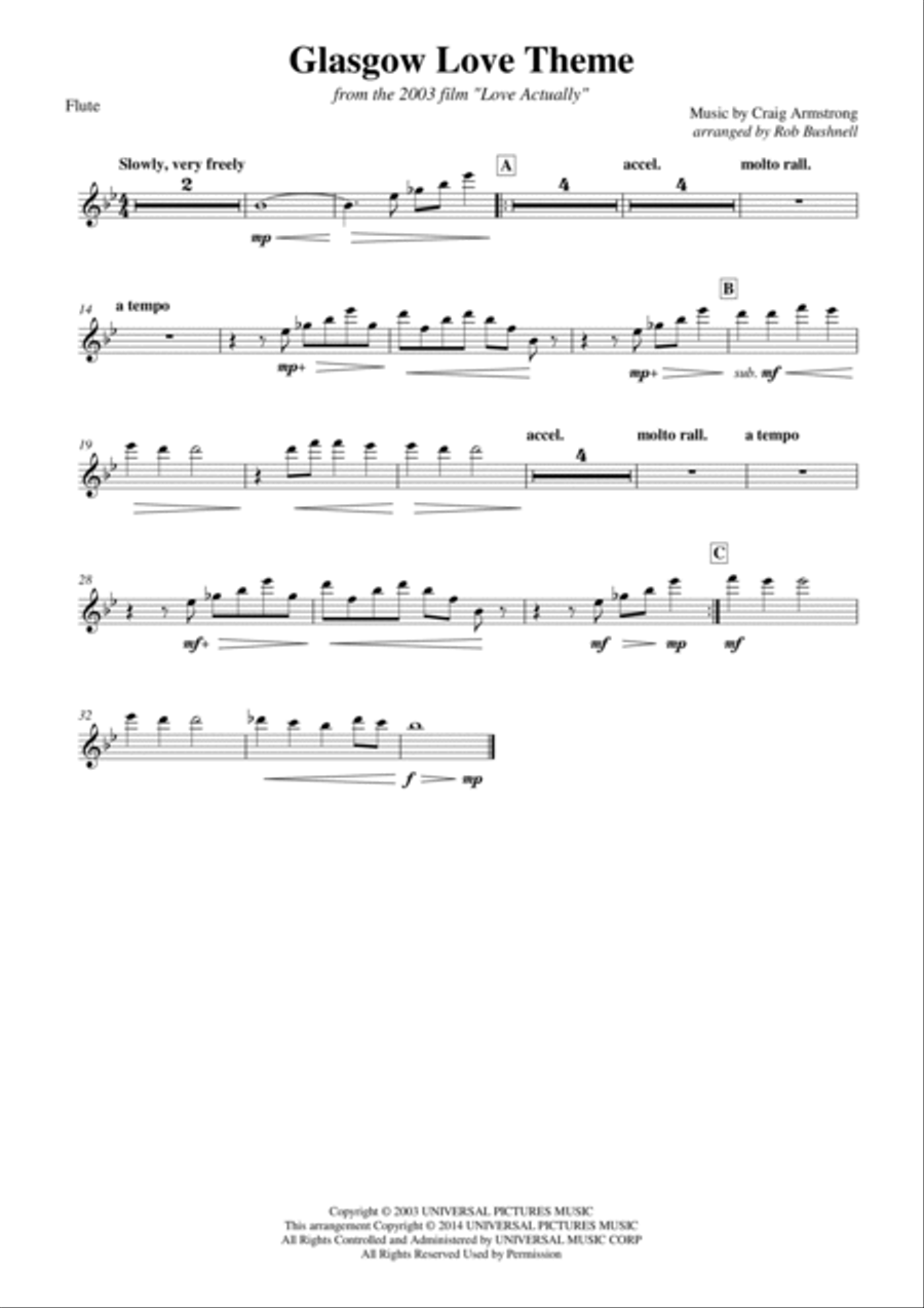 Glasgow Love Theme Woodwind Quintet scores gallery preview page 6