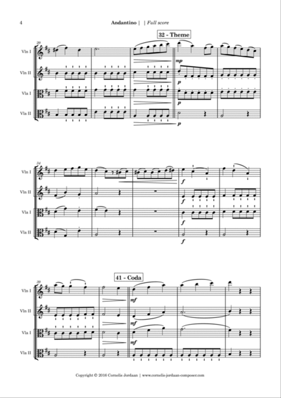 Easy Andantino, for 2 violins & 2 violas Small Ensemble scores gallery preview page 4