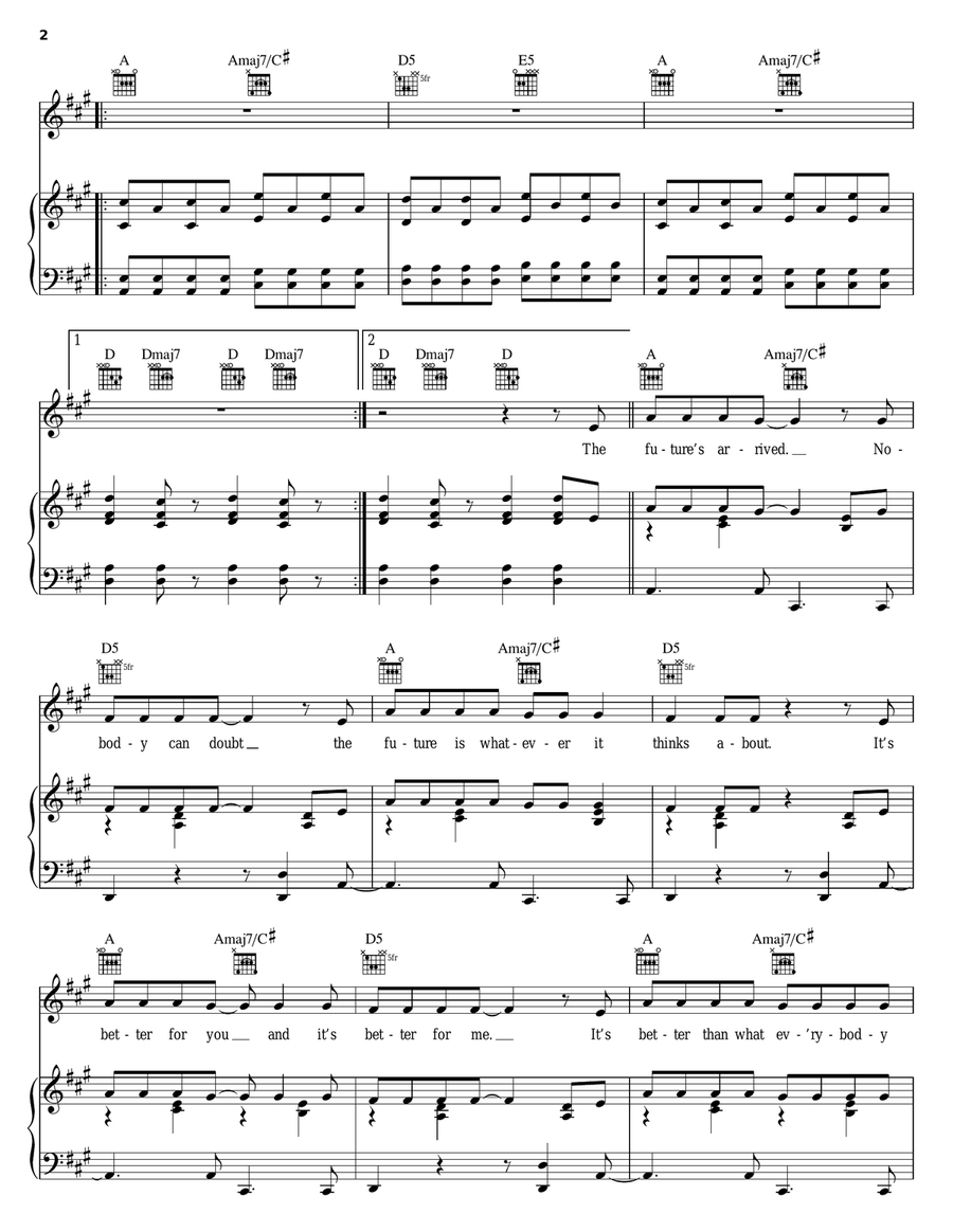 The Future Has Arrived Piano, Vocal, Guitar scores gallery preview page 2