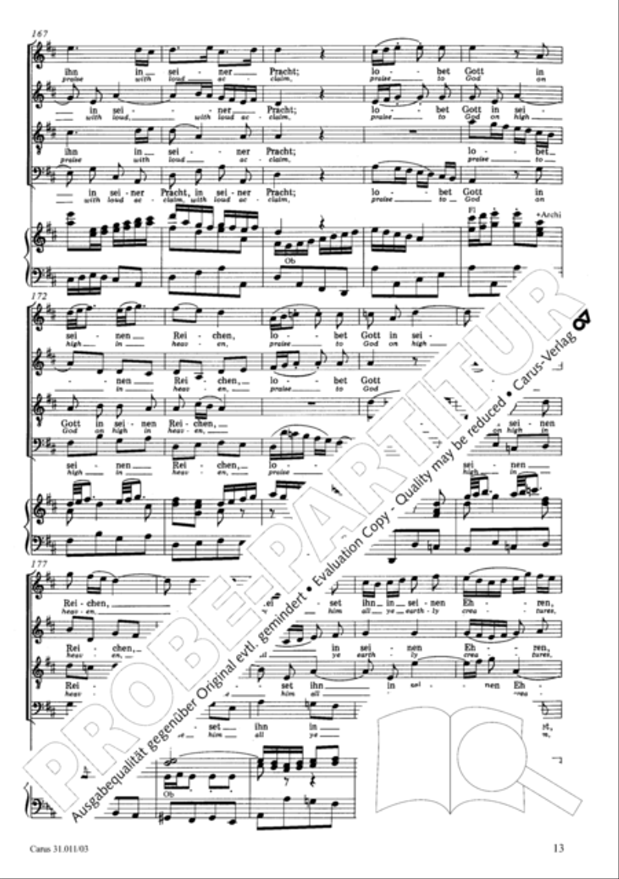 Lobet Gott in seinen Reichen (Himmelfahrtsoratorium) 4-Part scores gallery preview page 14