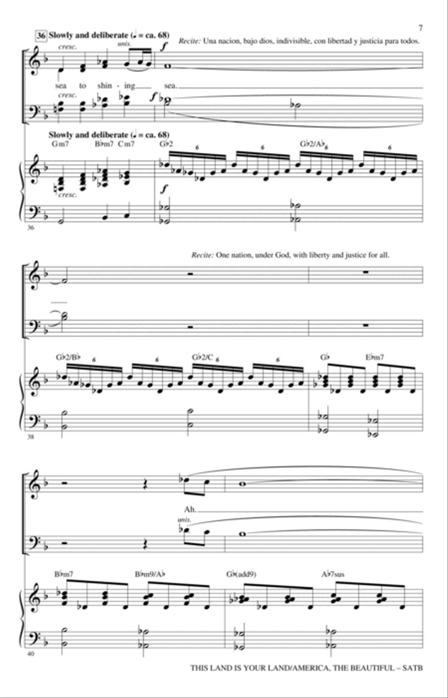 This Land Is Your Land/America, The Beautiful 4-Part scores gallery preview page 5
