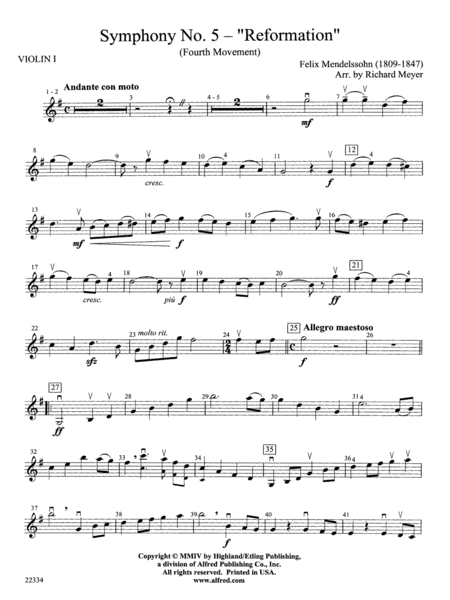 Symphony No. 5 "Reformation" (4th Movement): 1st Violin