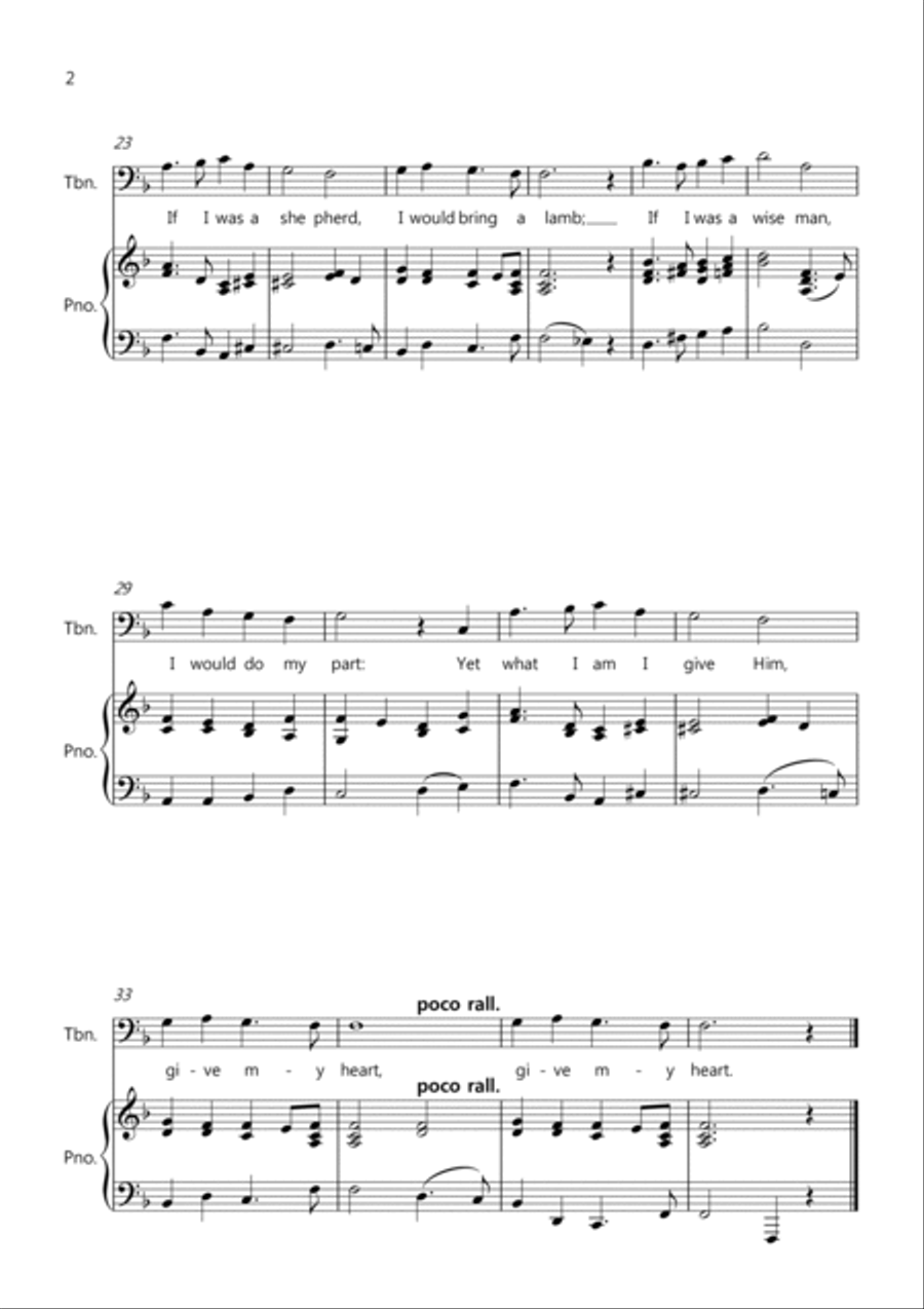 In the Bleak Midwinter for Trombone and Piano Trombone Duet scores gallery preview page 2