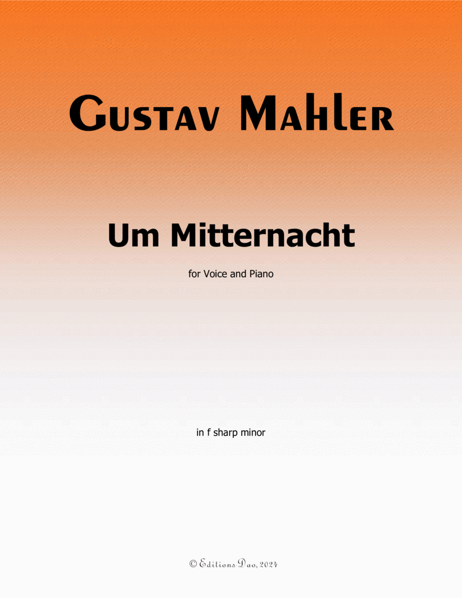 Um Mitternacht, by Mahler, in f sharp minor Piano, Vocal scores gallery preview page 1