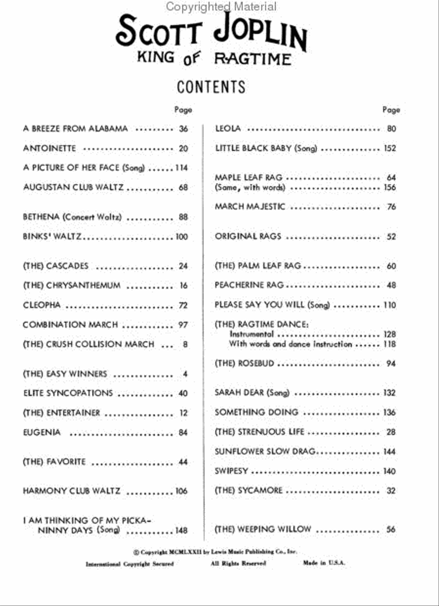 Scott Joplin – King of Ragtime Piano Solo scores gallery preview page 2