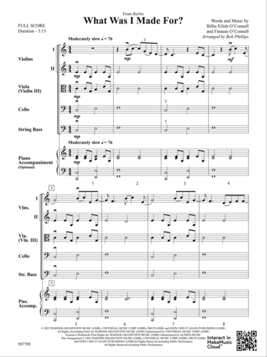 What Was I Made For?: Score String Orchestra scores gallery preview page 3