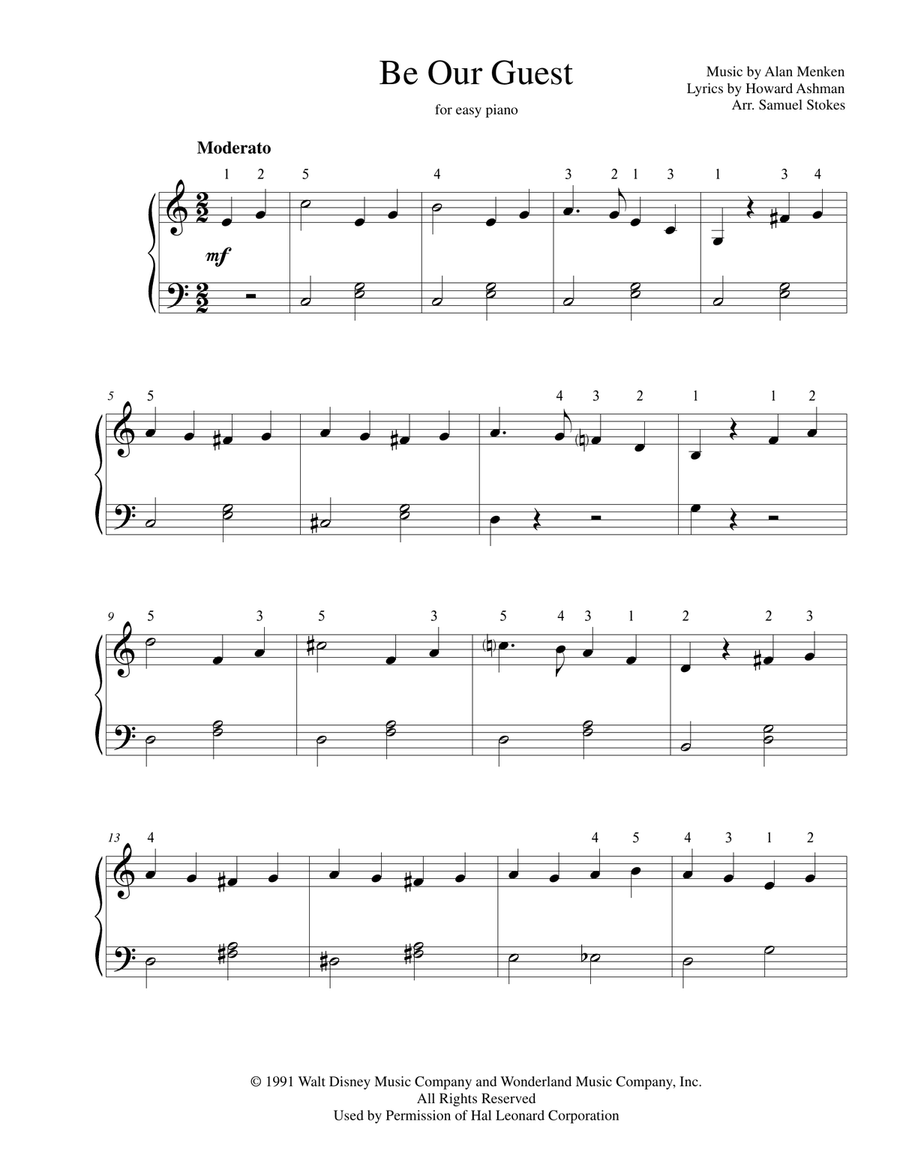 Be Our Guest Be Our Guest Easy Piano scores gallery preview page 1