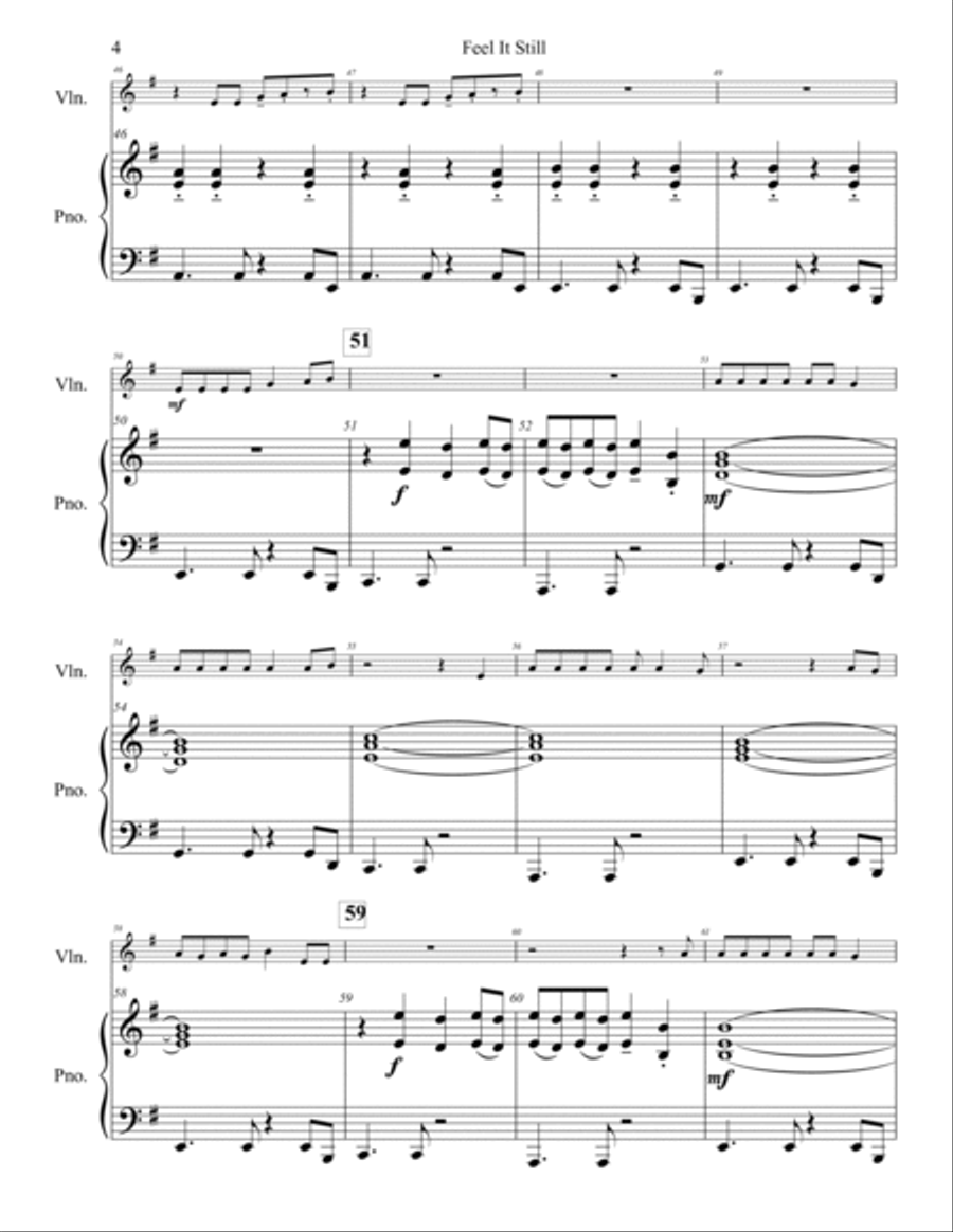 Feel It Still Violin Solo scores gallery preview page 5
