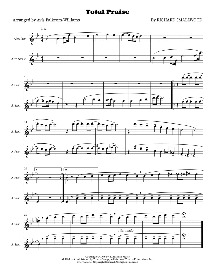 Total Praise Woodwind Duet scores gallery preview page 1