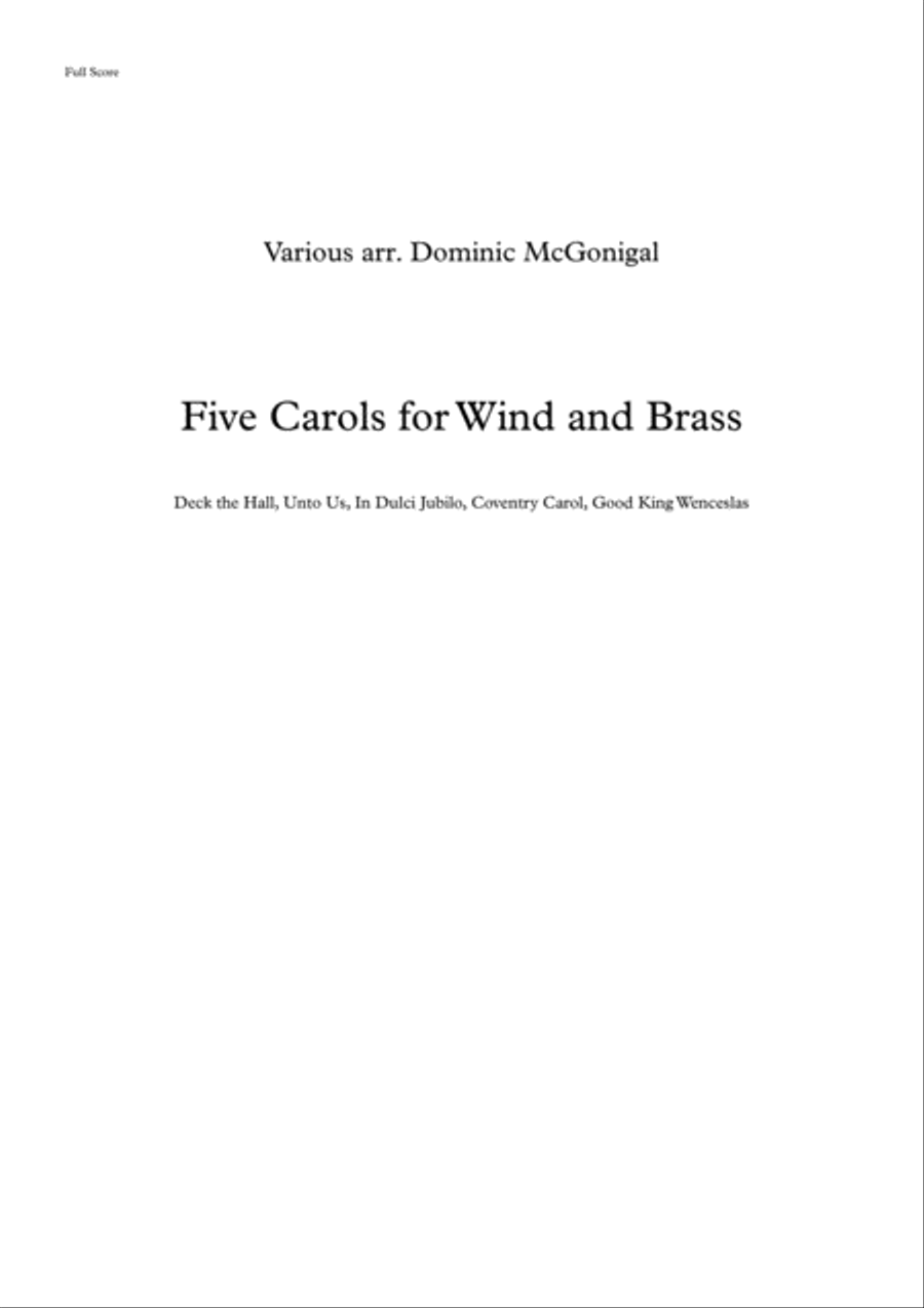 Five Carols for Wind and Brass Large Ensemble scores gallery preview page 1