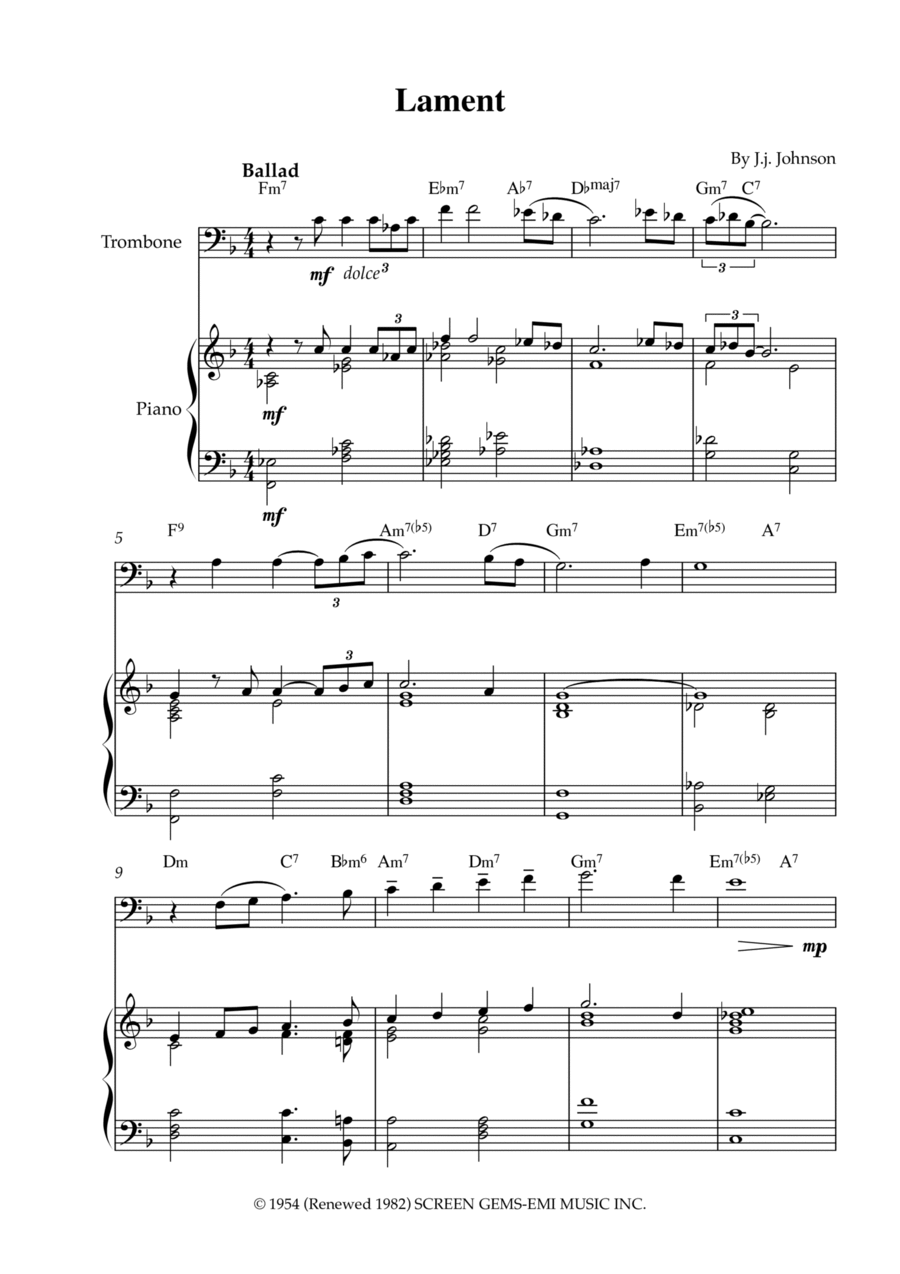 Lament Piano scores gallery preview page 1