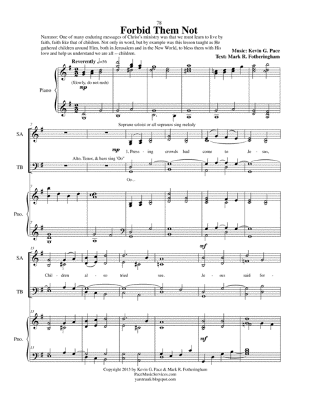 Forbid Them Not - SATB choir with piano accompaniment image number null