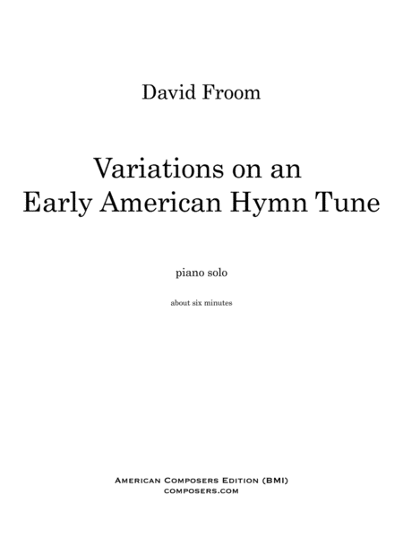 [Froom] Variations on an Early American Hymn Tune