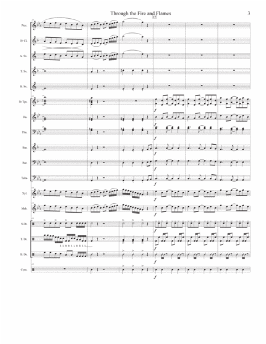 Through The Fire And Flames Marching Band scores gallery preview page 3