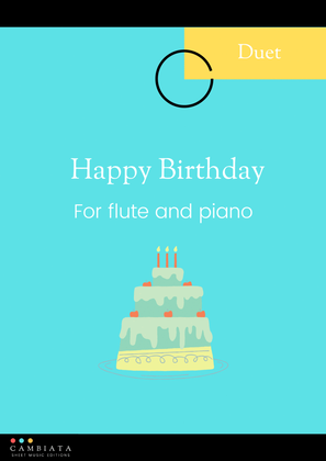 Book cover for Happy Birthday - For flute (solo) and piano (Easy/Beginner)