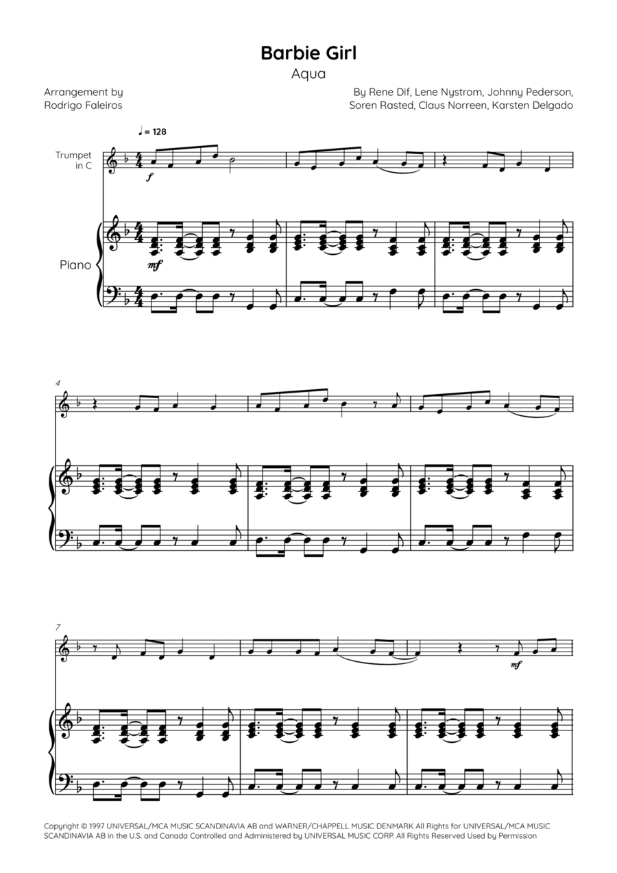 Barbie Girl C Trumpet scores gallery preview page 1