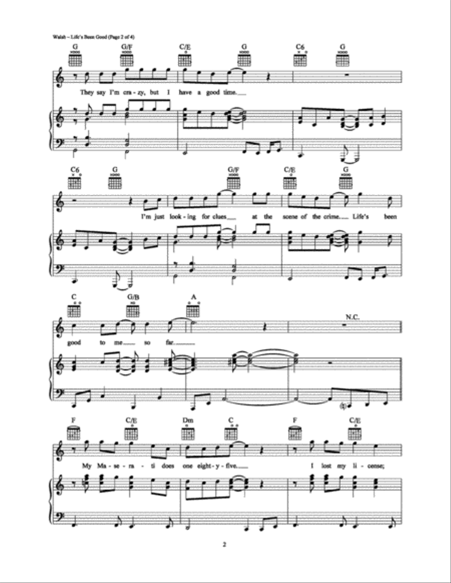 Life's Been Good Life's Been Good Piano, Vocal, Guitar scores gallery preview page 2