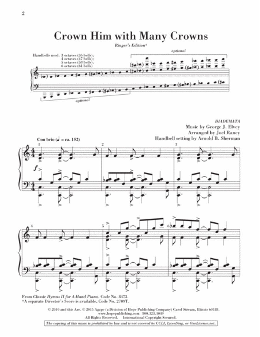 Crown Him with Many Crowns Handbell Choir scores gallery preview page 2