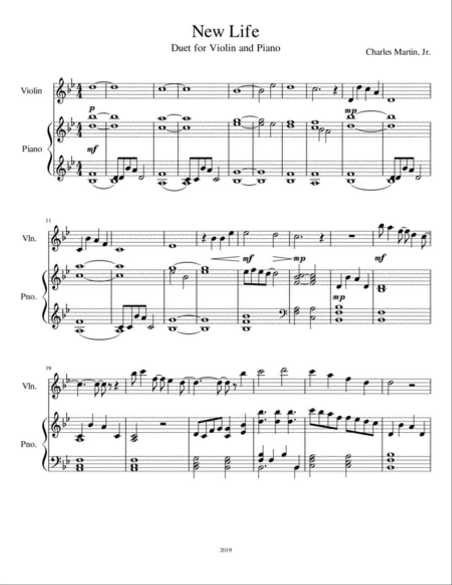 New Life (Violin and Piano) Violin Solo scores gallery preview page 1