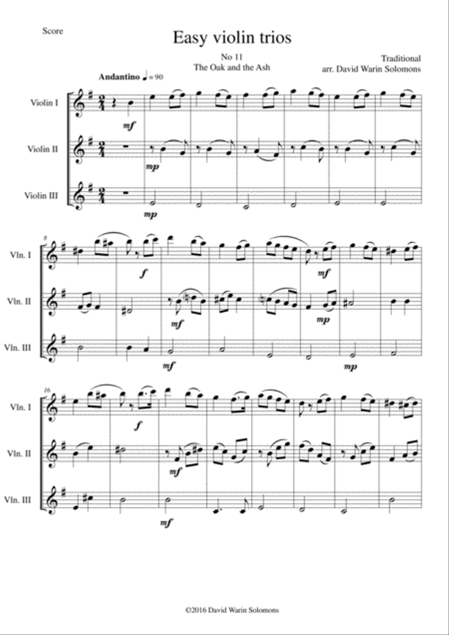 The Oak and the Ash (A North country maid) for violin trio Violin Solo scores gallery preview page 1