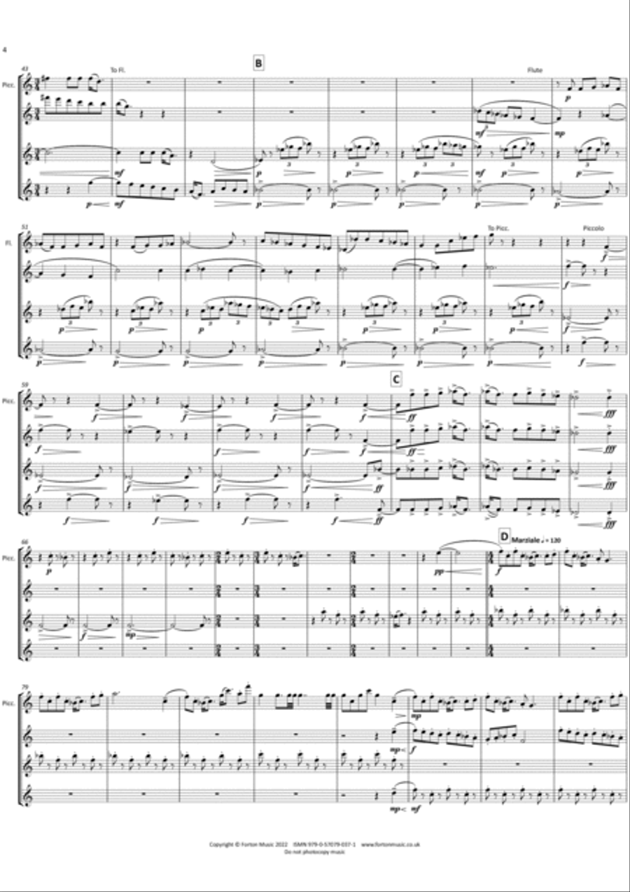 Mist Waltz, March and Finale Flute Quartet scores gallery preview page 4
