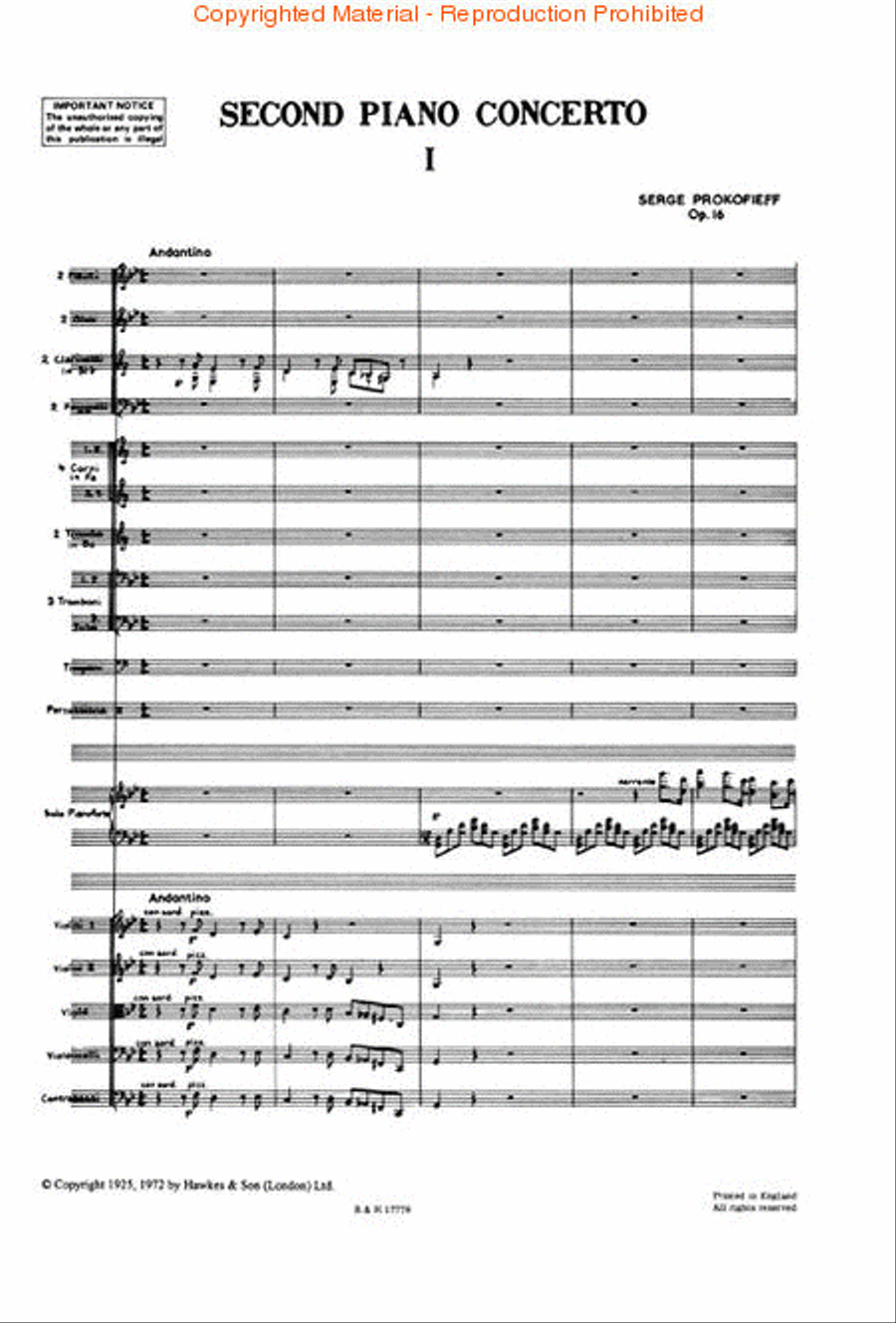 Piano Concerto No. 2 in G Minor, Op. 16 Orchestra scores gallery preview page 2