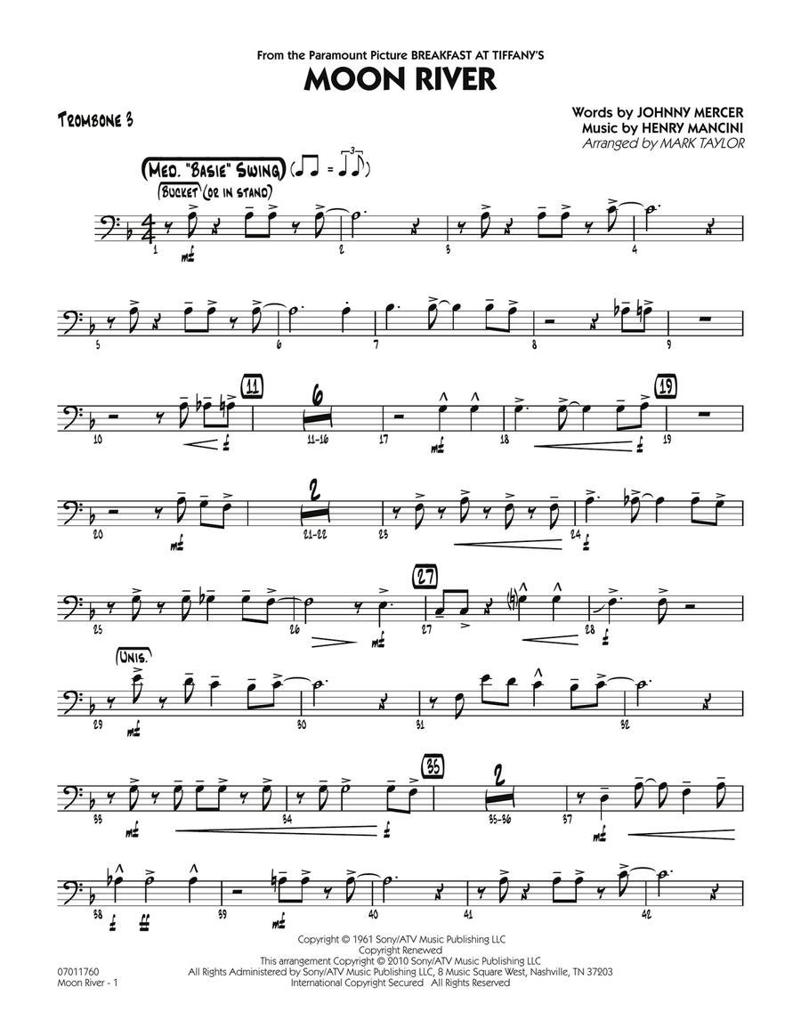 Moon River - Trombone 3 Jazz Ensemble scores gallery preview page 1