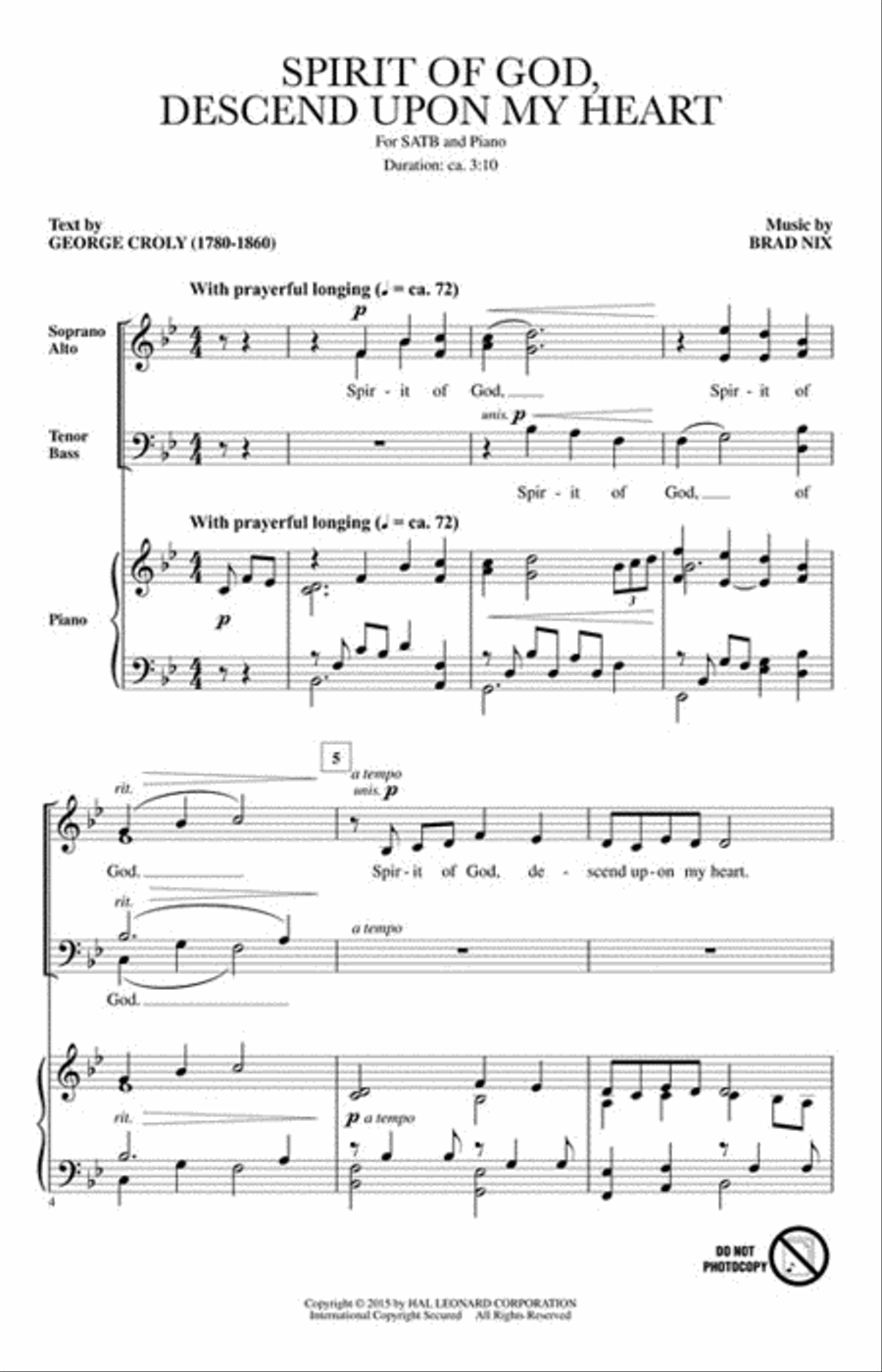 Spirit of God, Descend upon My Heart 4-Part scores gallery preview page 2