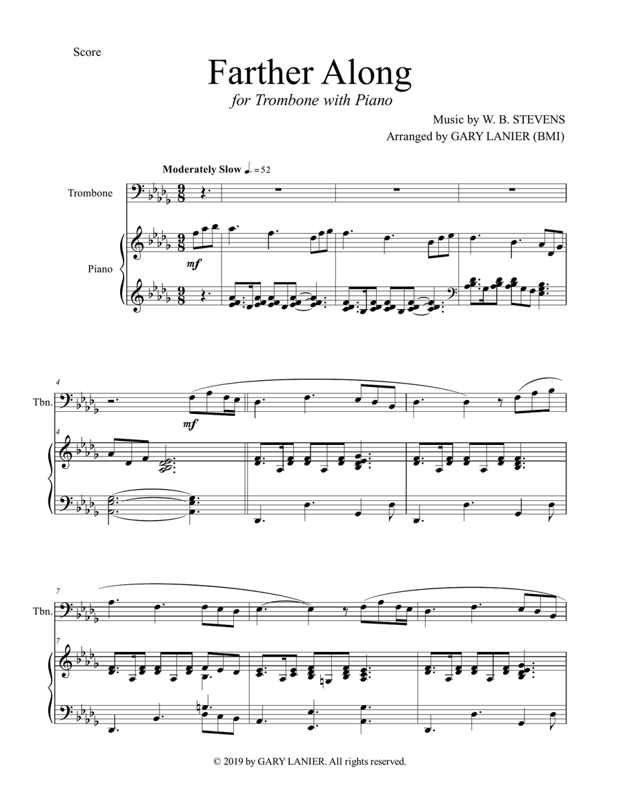 3 GREAT GOSPEL SONGS (for Trombone with Piano - Instrument Part included) Piano scores gallery preview page 2