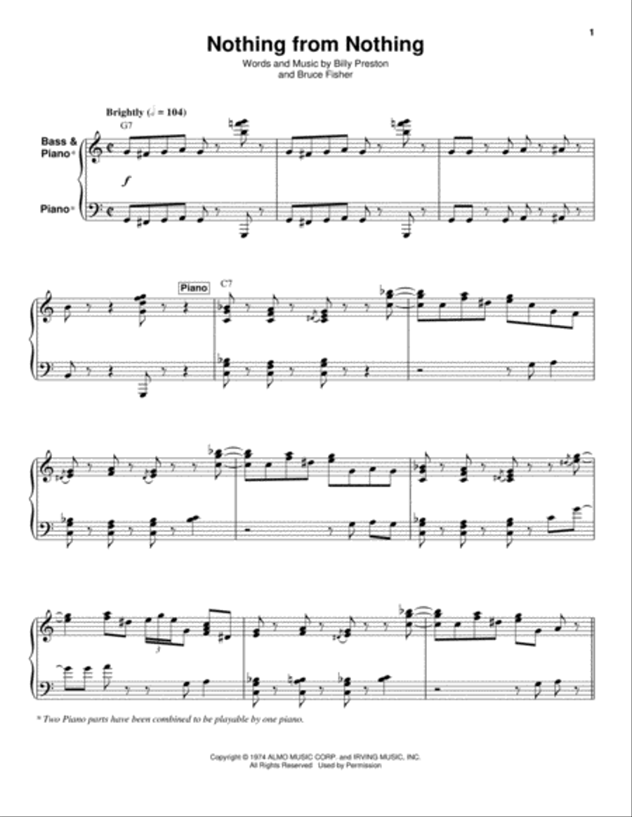 Nothing From Nothing Piano scores gallery preview page 1