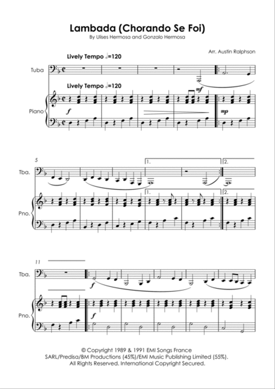 Chorando Se Foi (Lambada) Piano scores gallery preview page 3