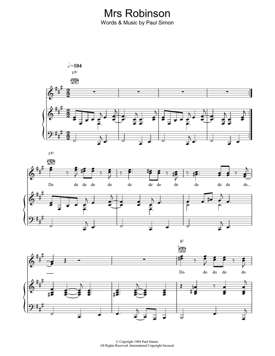 Mrs. Robinson Acoustic Guitar scores gallery preview page 1