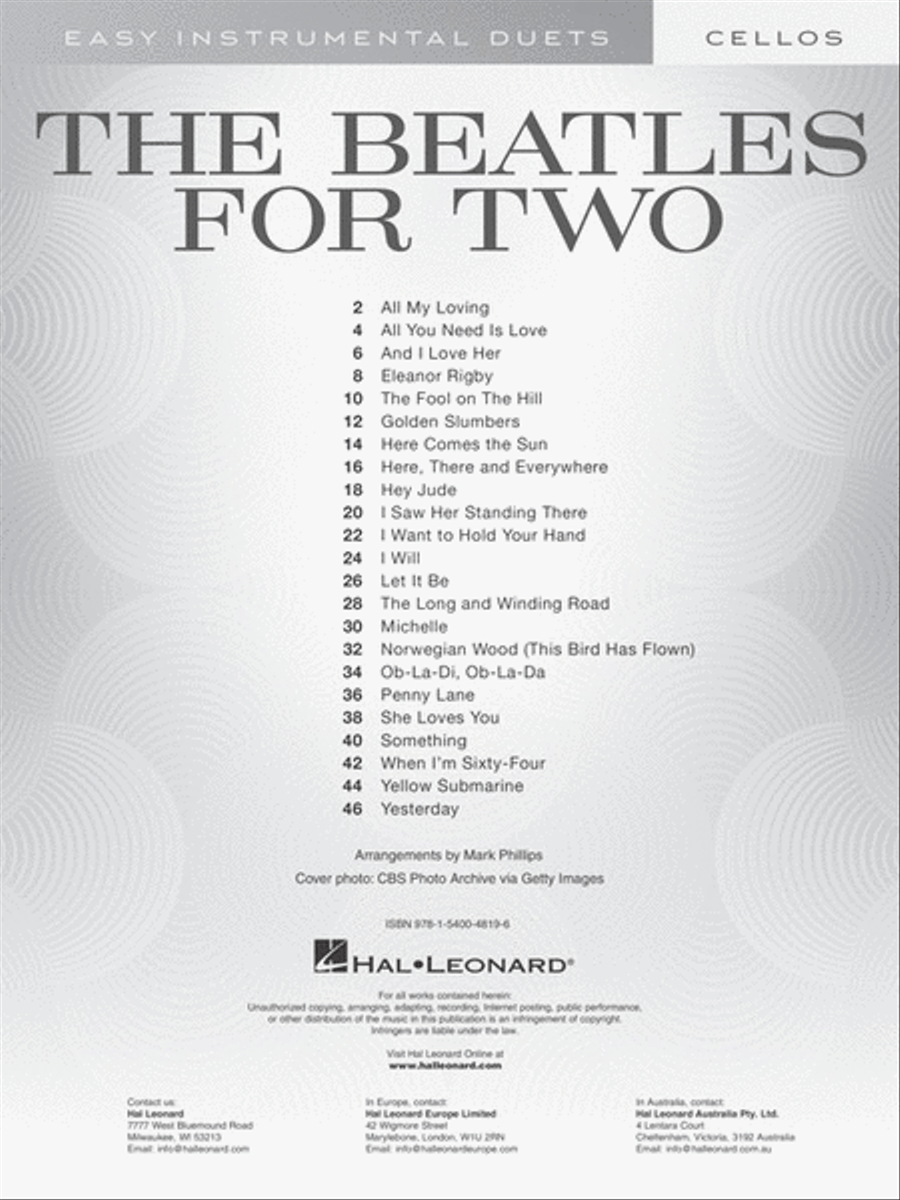 The Beatles for Two Cellos String Duet scores gallery preview page 2