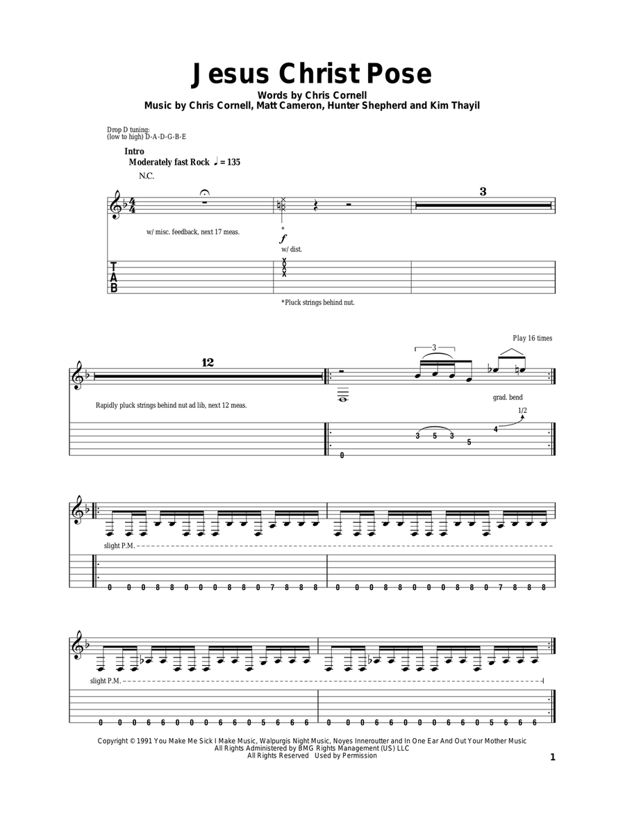 Jesus Christ Pose Acoustic Guitar scores gallery preview page 1