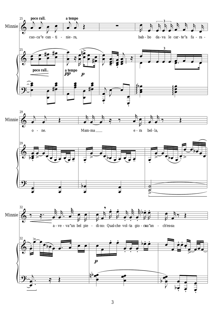 Puccini-La F.del W._Act1 Laggiù nel soledad-Soprano and piano Soprano Voice scores gallery preview page 3