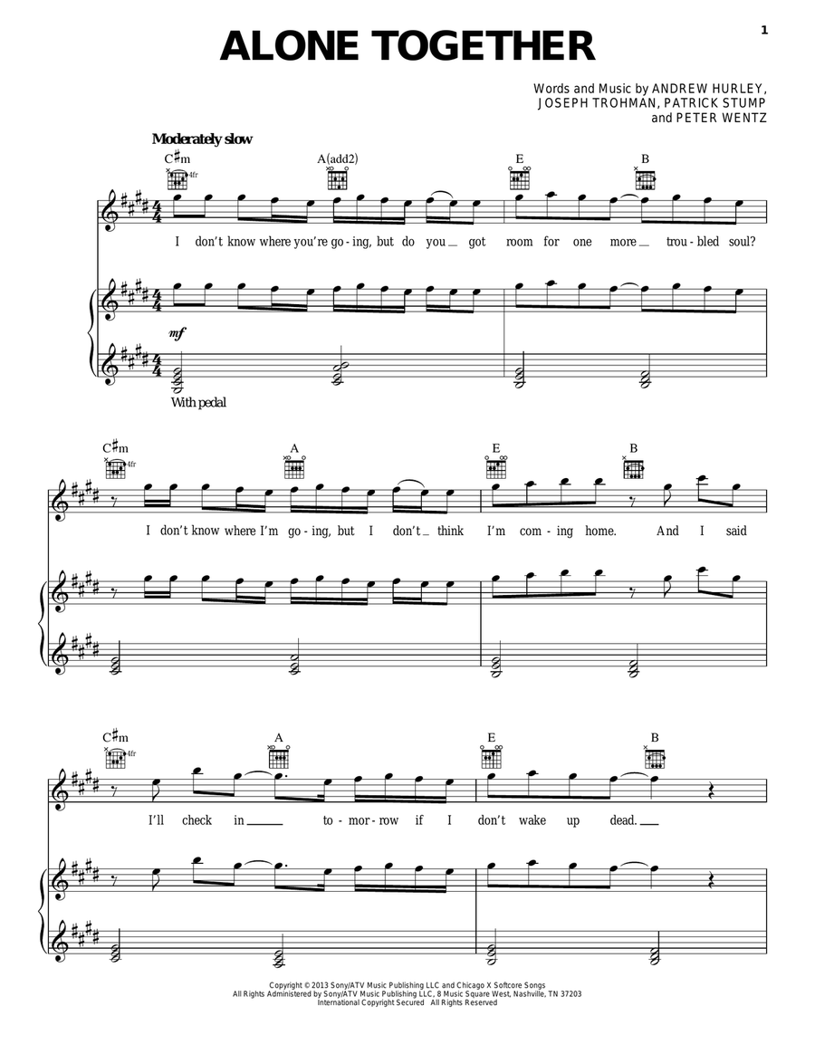 Alone Together Acoustic Guitar scores gallery preview page 1