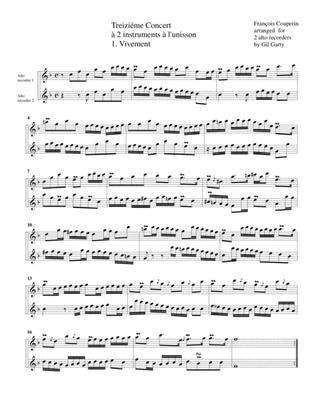 Concerto no.13 for 2 flutes (arrangement for 2 alto recorders)