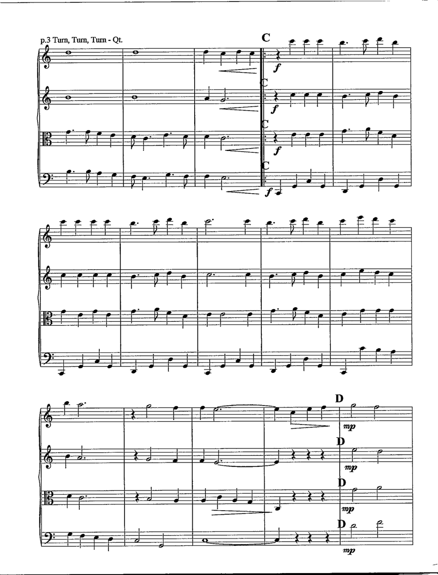 Turn! Turn! Turn! (To Everything There Is A Season) String Quartet scores gallery preview page 4