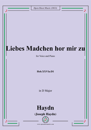 Haydn-Liebes Madchen hor mir zu,Hob.XXVIa:D1,in D Major,for Voice and Piano