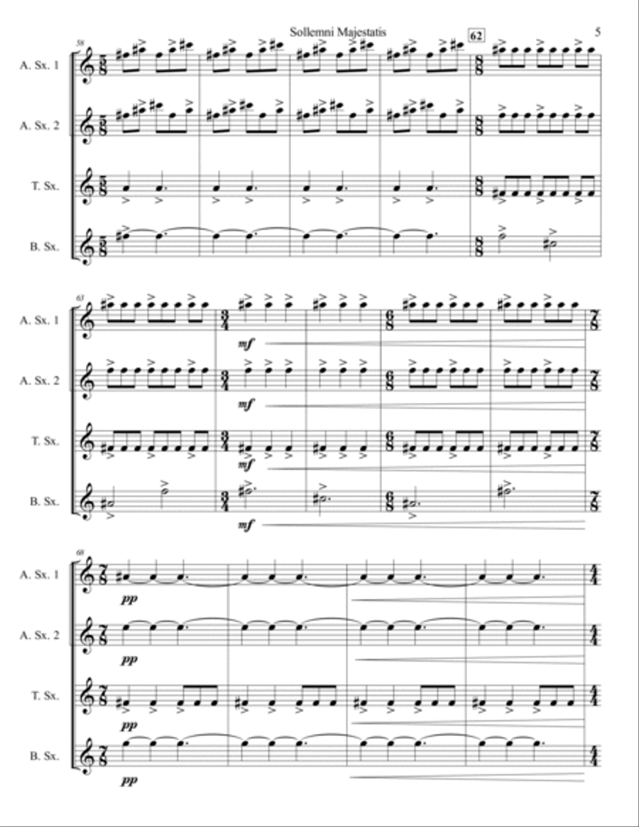 Sollemni Majestatis - Saxophone Quartet no. 1 Saxophone Quartet scores gallery preview page 6
