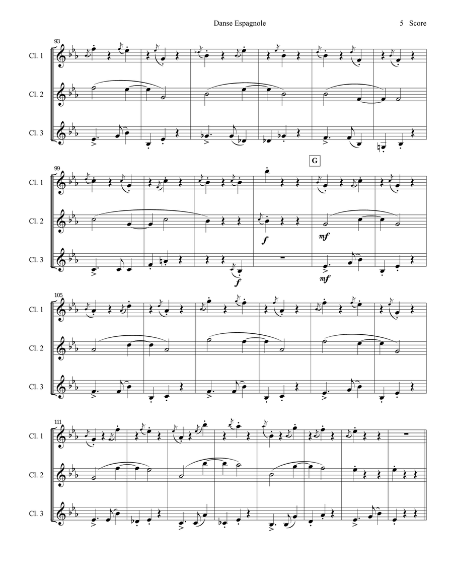 Danse Espagnole for Clarinet Trio Danse Espagnole for Clarinet Trio Clarinet Trio scores gallery preview page 6