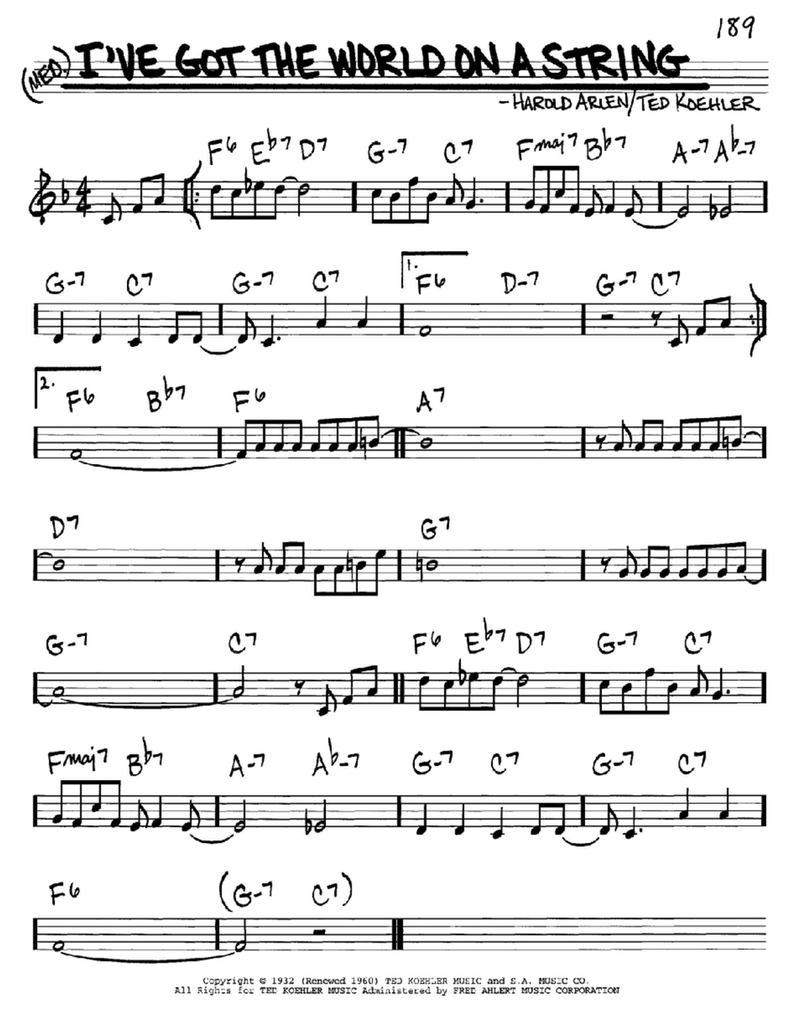 I've Got The World On A String C Instrument scores gallery preview page 1