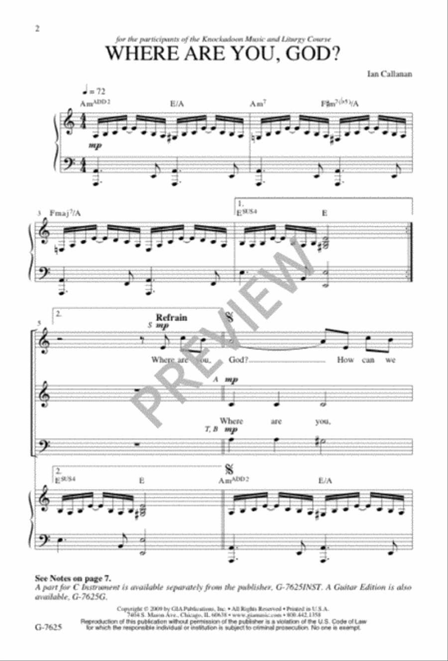 Where Are You God? 4-Part scores gallery preview page 2