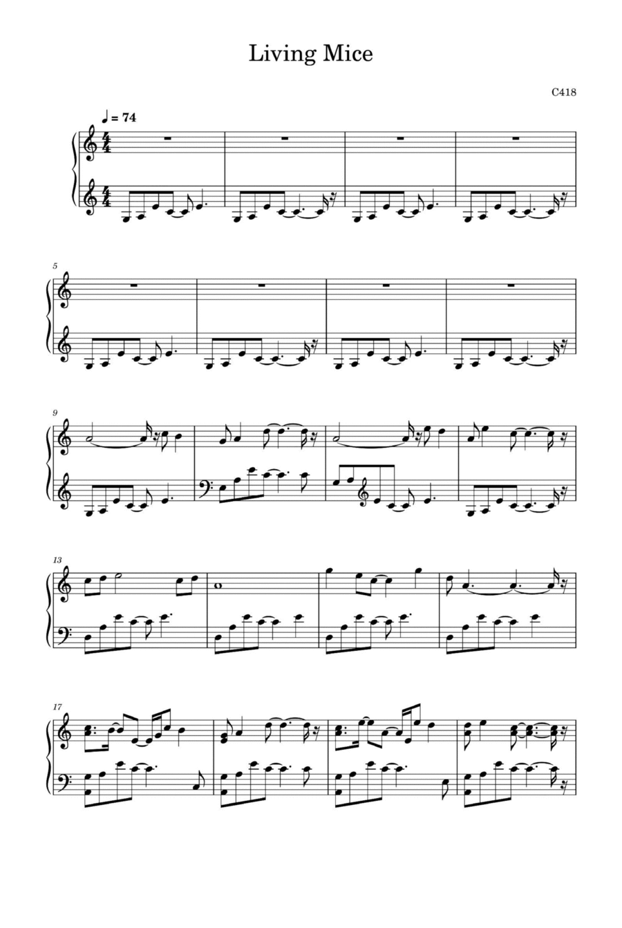 Living Mice Piano Solo scores gallery preview page 1